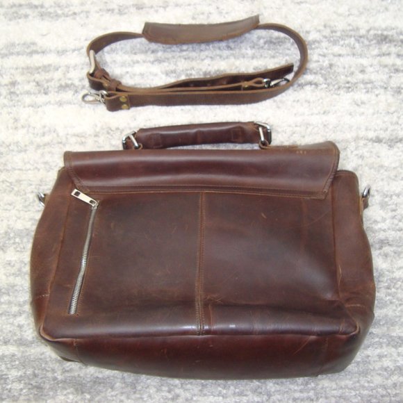 Tusting-Like Thick Heavy Leather Shoulder Messenger Bag Briefcase - Picture 3 of 14